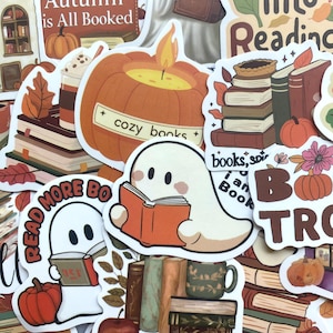 50 PCS Fall Book Vinyl Stickers, Cozy Autumn Theme