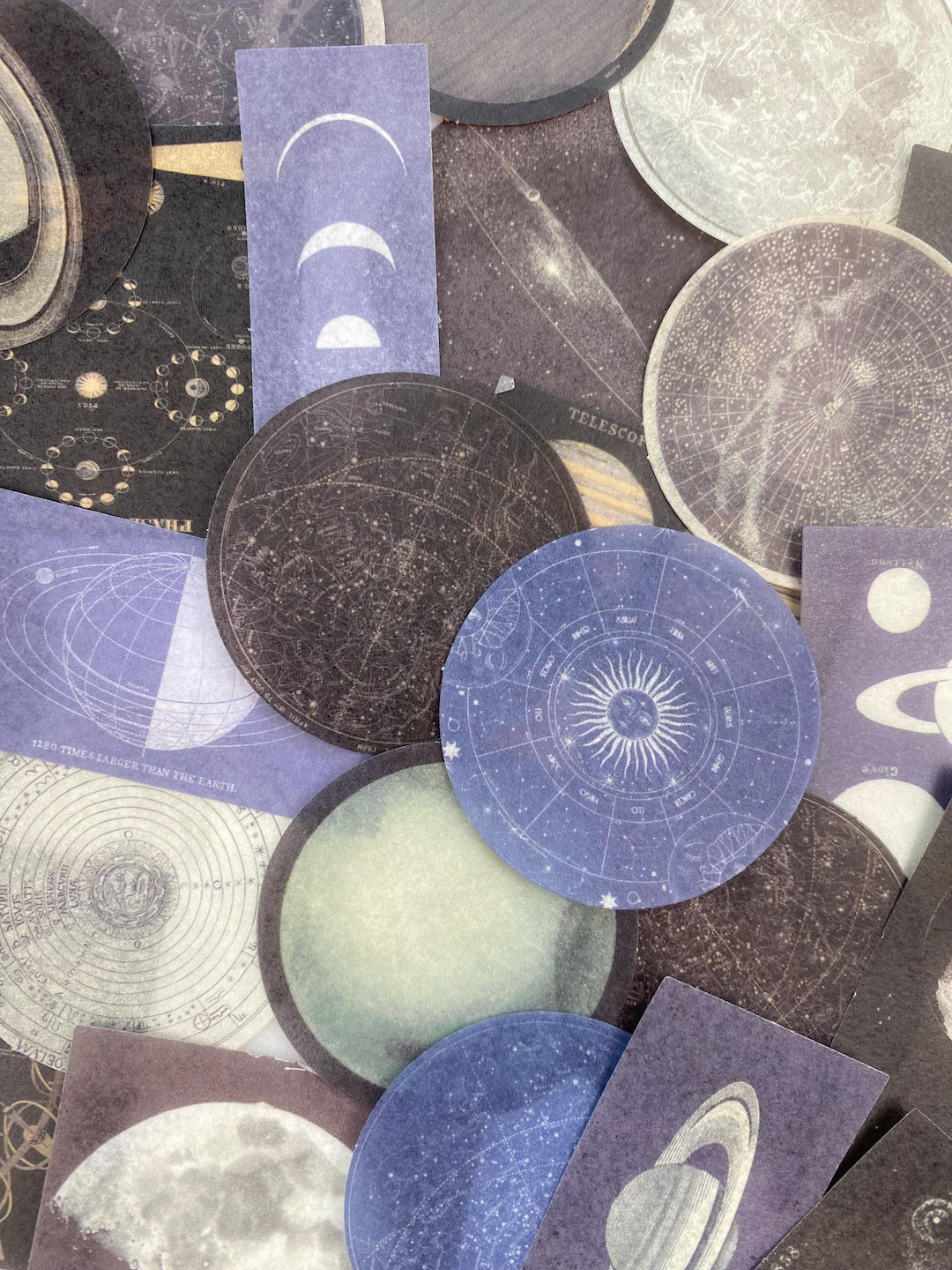 Paper Sticker Moon Moon Stickers 50 PCS, Celestial Sticker Pack, Space Scrapbooking ...