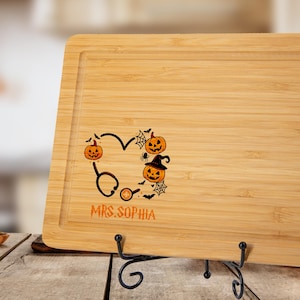 Personalized Halloween Doctor/Nurse Bamboo Cutting Board: Spooky Kitchen Decor