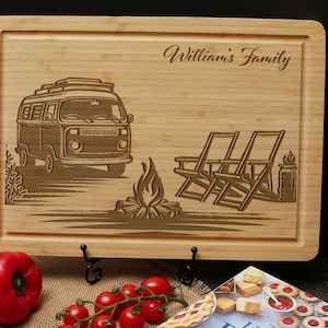 Custom Engraved Bamboo Cutting Board: RV & Camp Kitchen Decor, Gift for RV Owners or Camping Enthusiasts