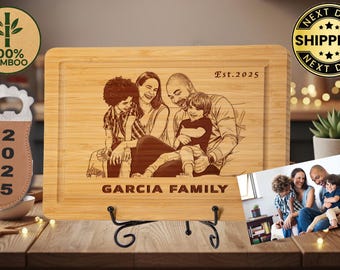 Personalized Cutting Board With Custom Photo Engraving, Wedding Gift for Couple, Engaged, Valentine,  Anniversary Gift, Photo Kitchen Decor