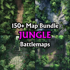 150+ Jungle Battlemap-bundel, RPG Battle Grids, D&D, kaarten op tafel, tropisch, dicht bos, high-detailkaarten, fantasy- en avontuurlijke jungle