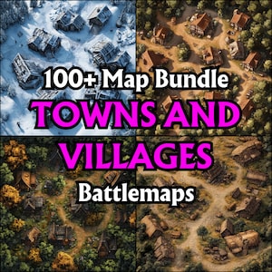 100+ Städte & Dörfer Map Bundle, RPG Maps, DnD, Tabletop Maps, High Detail, Siedlungen, Rustikal, Abenteuer Orte