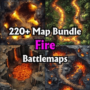 220+ Fire Map Bundle, RPG Grids, D&D Vulkan Maps, Lava Terrain, Burning Lands, Elementarfeuer Maps, Fantasy Maps, Table