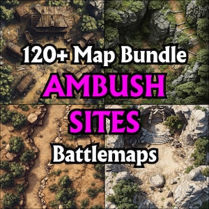 120+ Ambush Sides Map Bundle, RPG Grids, D&D, Tabletop Maps, High Details, taktische Sets, Waldfallen, Urban Showdowns