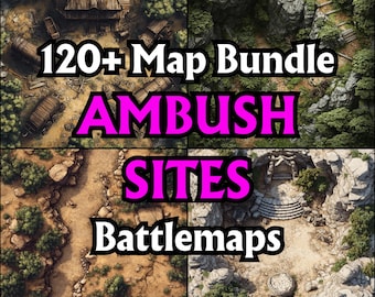 120+ Ambush Sites Battlemap Bundle, RPG Battle Grids, D&D, Tabletop Maps, High Detail, Tactical Setups, Forest Traps, Urban Showdowns