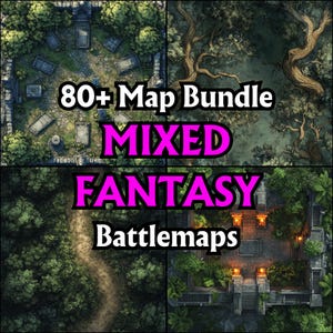 Plus de 80 lots de cartes de combat Fantasy, grilles de combat RPG, D&D, cartes sur table, cartes très détaillées, lieux mixtes fantastiques, donjons, forêts, châteaux