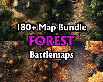 180+ Forest Theme Battlemap Bundle, RPG Battle Grids, D&D, Tabletop Maps, Woodland, High Detail Maps, Fantasy and Nature Adventures