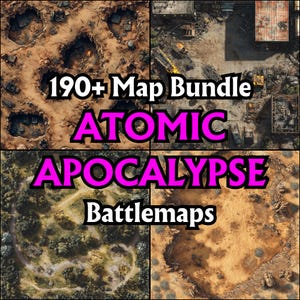 Plus de 190 cartes de combat Apocalypse atomique, grilles de combat RPG, D&D, cartes sur table, détails élevés, terres désolées, ruines, science-fiction, zones de retombées