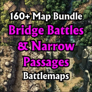 Pacote de mapas de batalha de mais de 160 batalhas de pontes e passagens estreitas, grades de RPG, mapas de terreno DnD, pontos de estrangulamento, encontros táticos, locais de fantasia