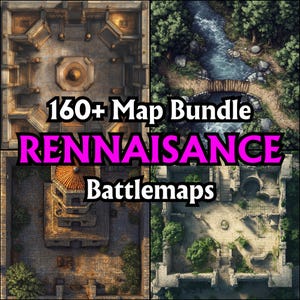 Paquete de más de 160 mapas de batalla renacentistas, cuadrículas de batalla de rol, D&D, mapas de mesa, mapas históricos, medievales, mapas de alto detalle, fantasía y aventura