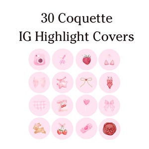 30 Coquette IG Highlight Covers | Pink Aesthetic Icons | Girly Story Templates | Instagram Branding