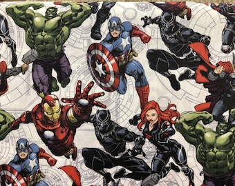 Hulk Iron Man Black Widow Captain America Handcrafted Cotton Valance Sewn From Avengers Fabric