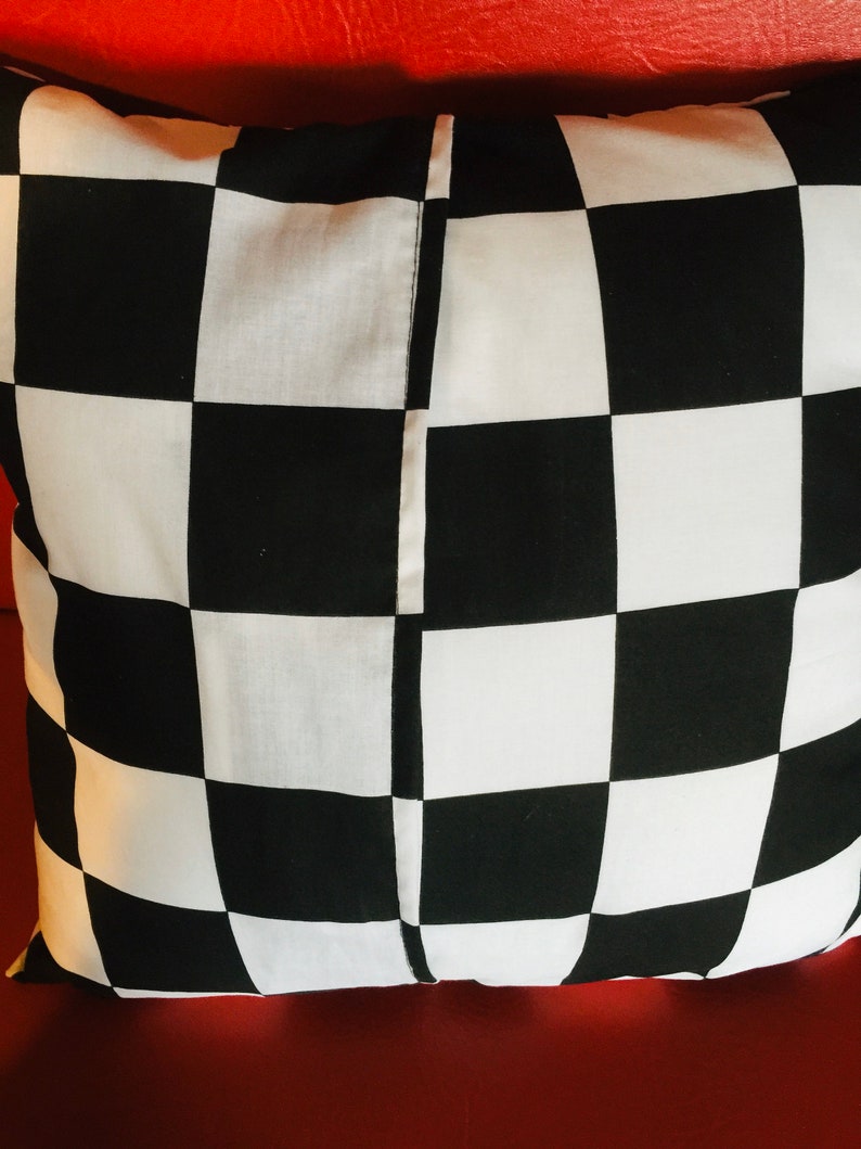 Throw Pillow Cover Cotton Nascar Checkered Flag Black & White Fabric We Only Have 1 Checks Now image 9