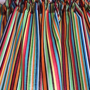 Bright Stripe Curtain Panel with Tiebacks: Custom Length, Handmade