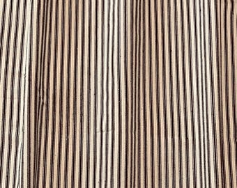 Farmhouse Ticking Stripe Curtain Panels: Vintage Style Black & Cream