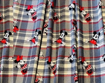 Minnie Grey Plaid Valance, Handmade with Mickey fabric, 42"W x 14"L, Kids Room Decor, Kids Curtains, Fun Theme, Gift idea,  Free Shipping