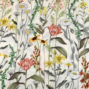 WildFlower Curtain Panels  Free Spirit Country Wild Flower Farmhouse Curtains Floral Curtain panels with Tiebacks 43&quot;wide, you pick length