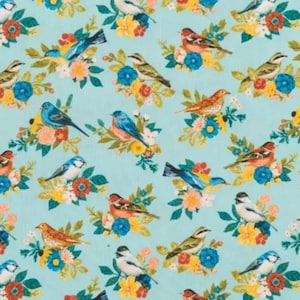 Floral Bird Valance: Shabby Chic Farmhouse Decor (43W x 14L)