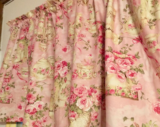 Shabby Chic Valance Roses Curtains Vintage Floral Powder - Etsy