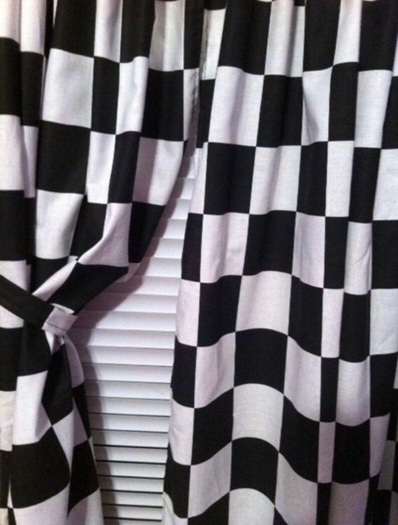 Nascar Checkered Flag Curtain Tiers With Tiebacks We Only Etsy
