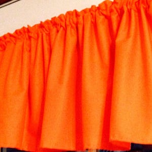 Tangerine Orange Valance Happy Orange Color could go for Florida Orange or Tennessee Orange Fabric Gift idea for Dorm Room Free ship over 35