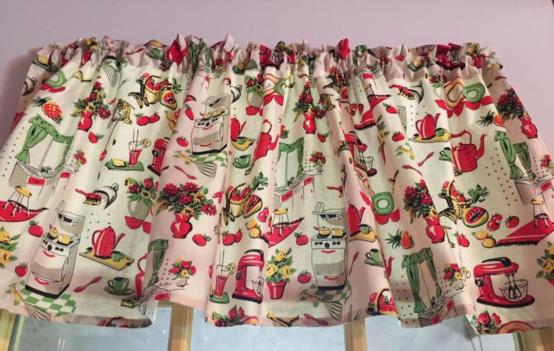 Vintage Kitchen Valance Vintage Look Retro Valance Window Curtain ...