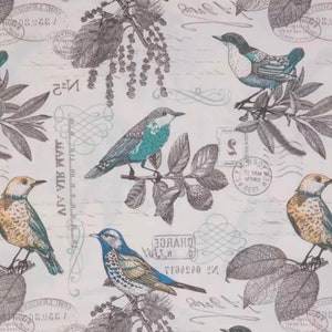 Bird Print Valance: Turquoise Lansing Breeze Beach House Decor (42&quot;W x 14&quot;L)