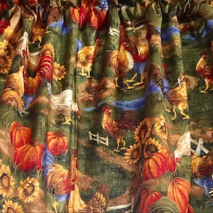 Farmhouse Chicken Kitchen Curtains: Shabby Chic Window Treatment