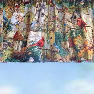 Bird Valance: Rustic Birdhouses, Cardinal & Bluebird Print, 43&quot; W