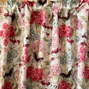 Butterfly Floral Curtains: Country Farmhouse Garden Decor (Set of 2)