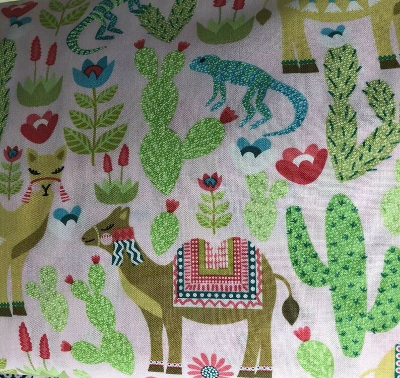 Striped Cactus Window Curtain Valance Cotton Fabric 43 W X 15l
