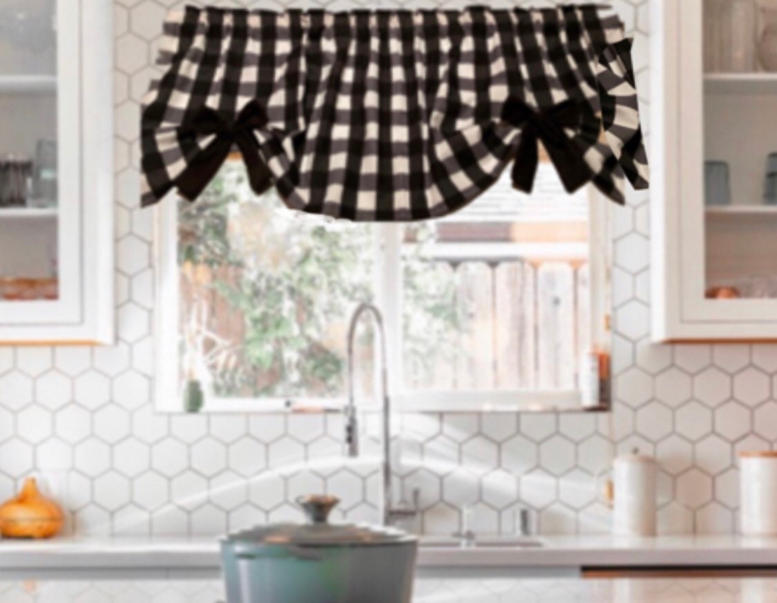 buffalo plaid valance black and white