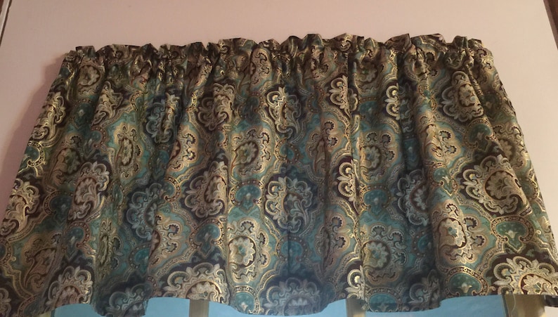 Brown Teal Turquoise Green Blue Gold Paisley Handmade Window Etsy