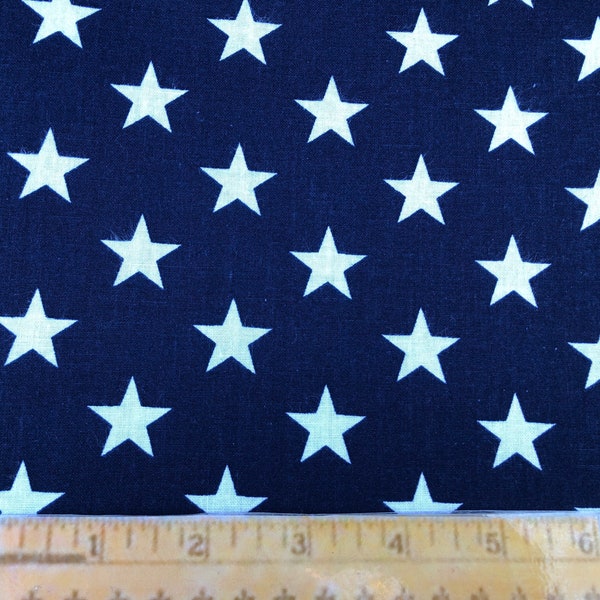 FQ, Americana, Navy Blue, White Stars, Cotton Quilting Fabric by the Fat Quarter, 1/4 Yard,  21" wide x 18" long, ,,Thank you!