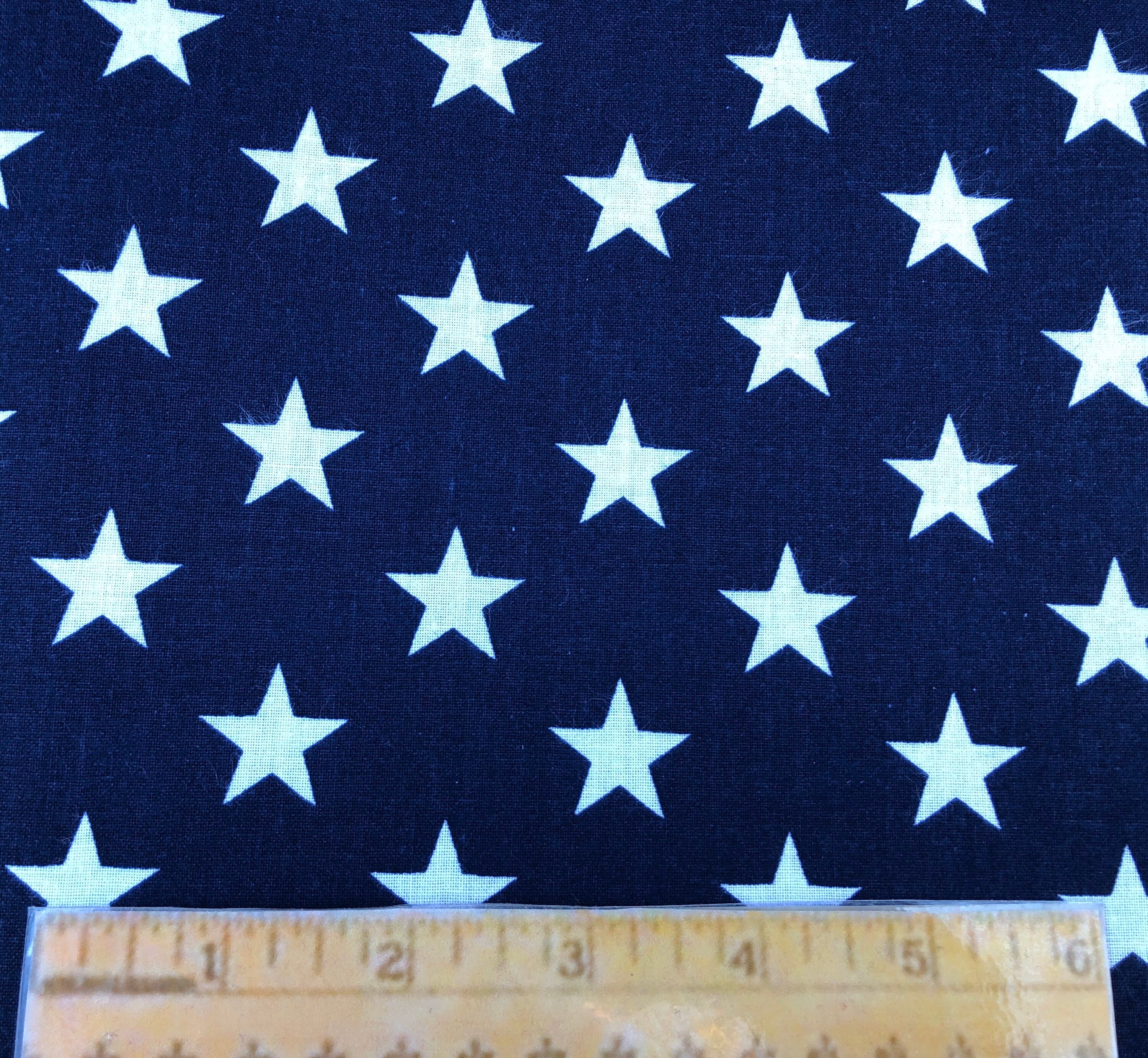 Navy Blue White Stars Cotton Quilting Fabric by the 1/3 Yard Etsy