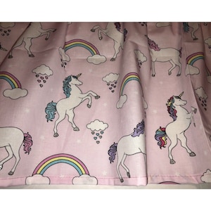 Unicorn Valance, with Glitter Feet,  Window Curtain, Pink Unicorn, Cotton fabric 43"W x 15"L, if window is wider than 29", you may want 2.