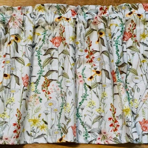 Wildflowers Valance  Wildflower Farmhouse Decor Country Style Cotton,40”Wx14"L, Order Curtains to Match. Gift idea, FREE Shipping.