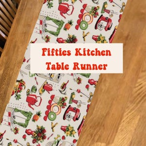 Retro Fifties Vibe Table Runner: Vintage Kitchen Decor (15"W x40"L) Handmade