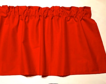 Red Poppy  Curtain Valance Valances, Cotton  52" W x 14/15" L