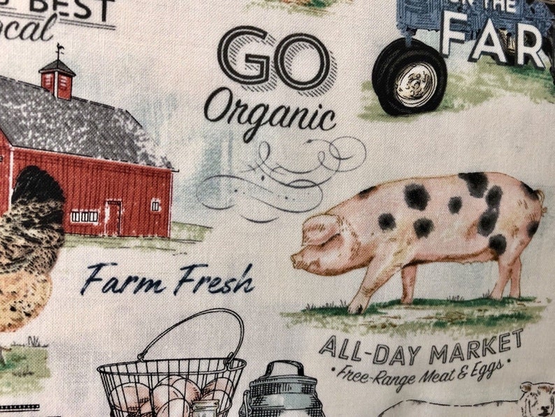 Farmhouse Lover Curtains: Pigs, Cows, Chickens, Tractor Print with Tiebacks bild 13
