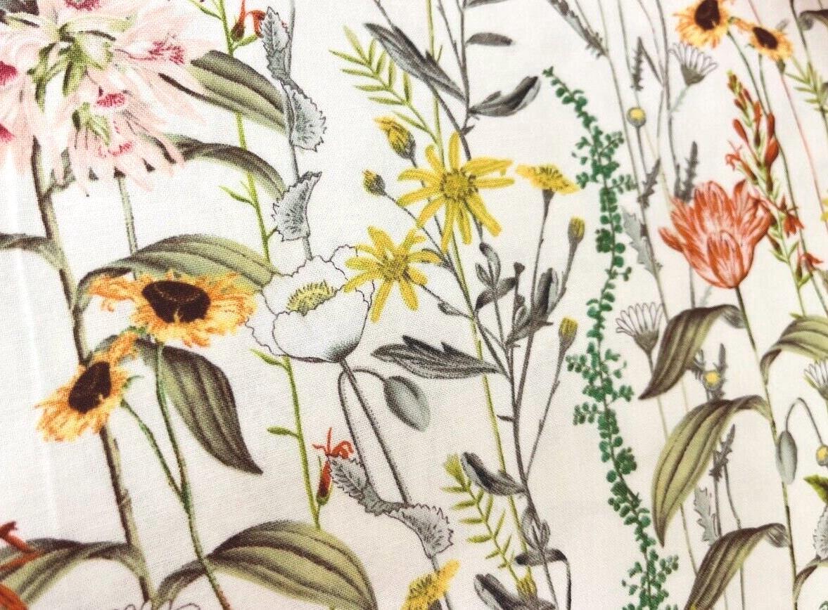 Summer Garden Valance Wildflower Flower Garden Lover Curtain Farmhouse Decor Country Theme Cotton Style Gift for Mom Free Ship  40”Wx 14"L