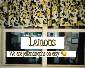 Valance Lemons Yellow Lemon Kitchen Valance, 43"W x 14"L, Home Decor, Shower Gift, Lemon Decor, Home & Living