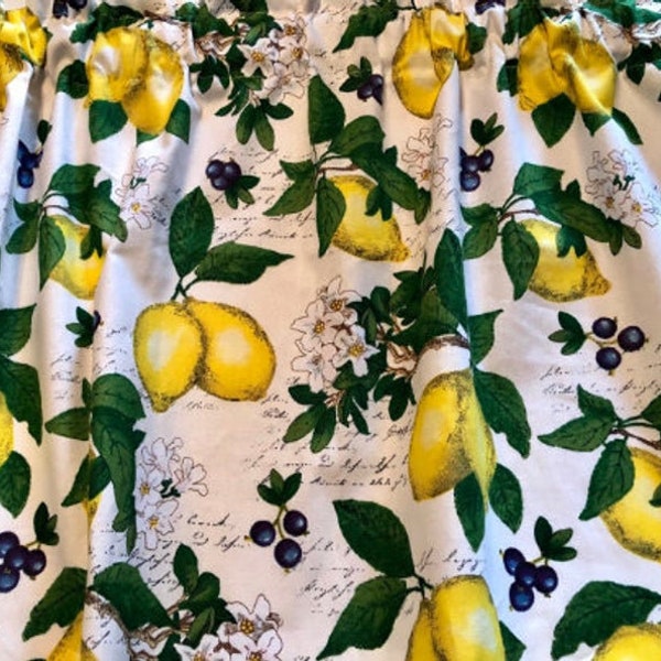 Lemon Curtain Panels with Tiebacks 43"Wide x 24"L or 36"L or 45" or 54" or 63" or 72" or 84" Long