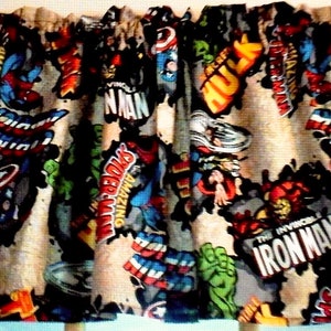 Super Hero Valance: Hulk, Spiderman, Iron Man - 42&quot;W x 14&quot;L