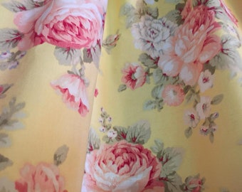 Yellow Shabby Chic Curtain Panels Floral Roses Theme Curtains with Tiebacks 43"W x 45"L (Longer options available) Gift idea free shipping