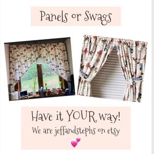 Farmhouse Lover Curtains: Pigs, Cows, Chickens, Tractor Print with Tiebacks bild 2