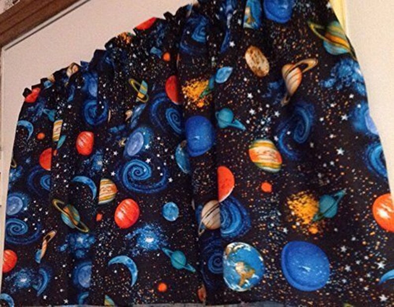 New OUTER SPACE Window Curtain Valance Etsy