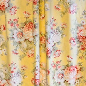 Floral Roses Curtains: Shabby Chic Style, Set of 2 Panels