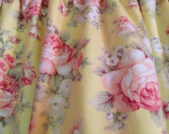 Romantic Valance Yellow Shabby Chic Floral Roses Curtain Valance 43"W x 14"L  Shabby Home Decor Vintage Style Romantic Gift idea Free Ship